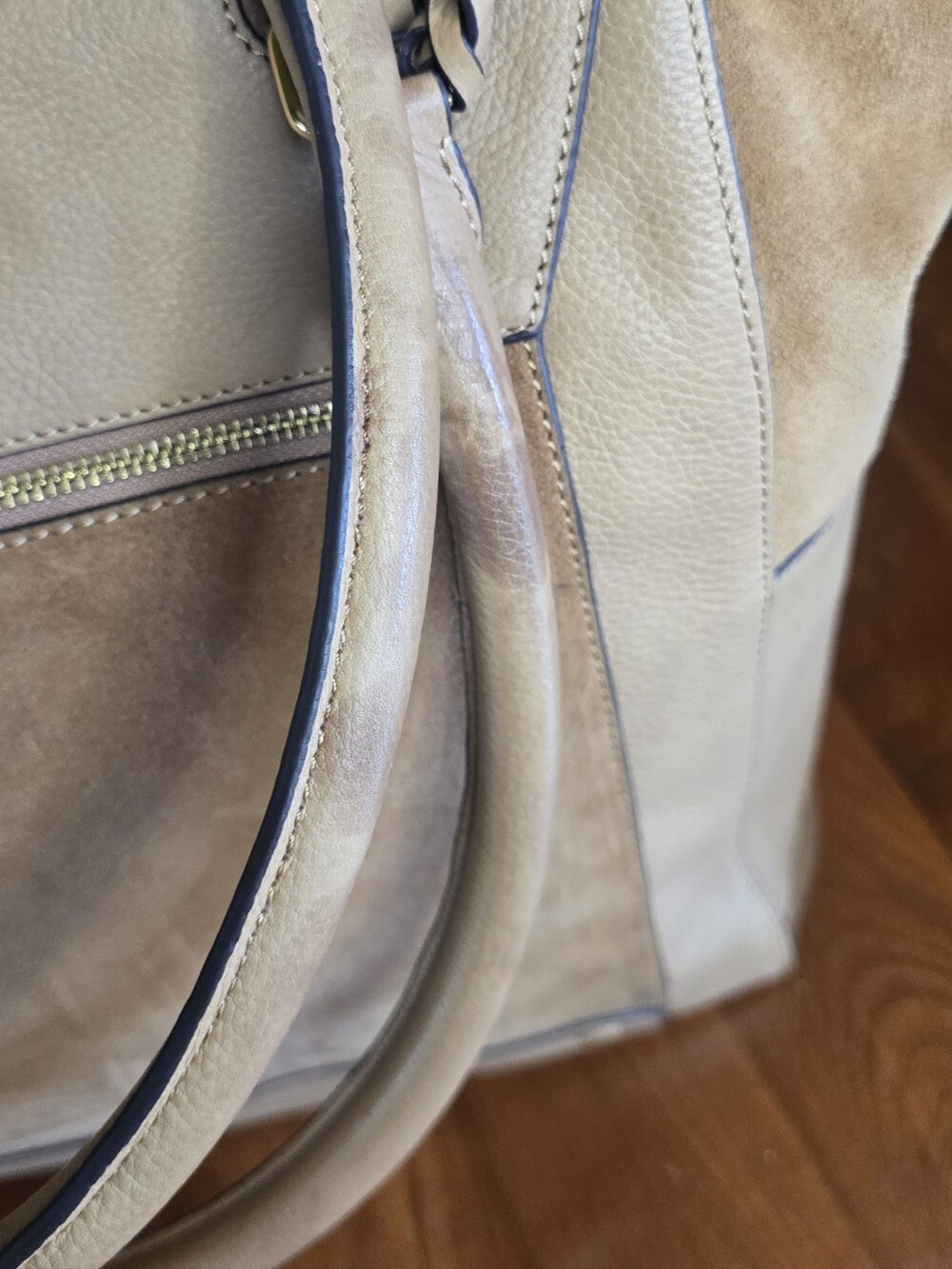 Vince Camuto Leather Suede Tan Mikey Tote Large - Picture 11 of 11
